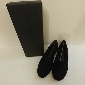 Shoemint Black Suede Smoking Flat